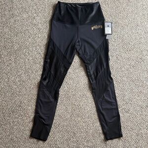 Sleek Black Leggings with Mesh Accents